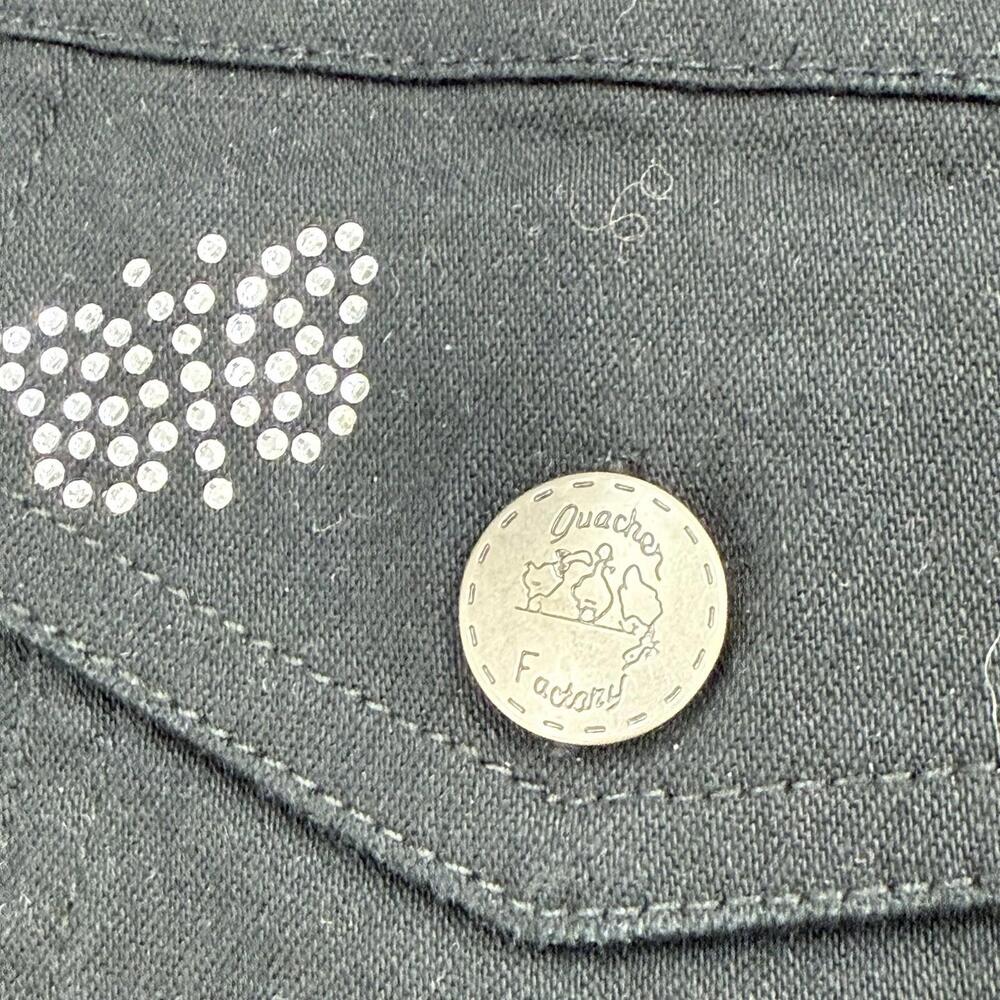 Quacker Factory Womens Large Black Denim Jacket Rhinestone Butterfly Design - Picture 7 of 9